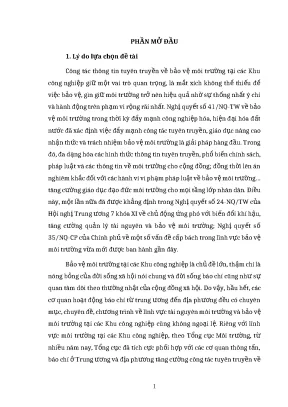 Luận án ts báo chí bảo vệ môi trường tại khu công nghiệp địa phương trên báo chí vĩnh long