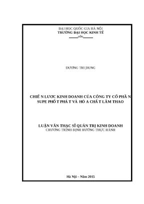 Luận văn chiến lược kinh doanh của công ty cổ phần supe phốt phát và hóa chất lâm thao