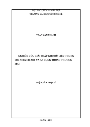 Luận văn nghiên cứu giải pháp kho dữ liệu trong sql server 2008 và áp dụng trong thương mại