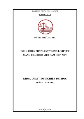 Khóa luận hoàn thiện pháp luật trong lĩnh vực mang thai hộ ở việt nam hiện nay