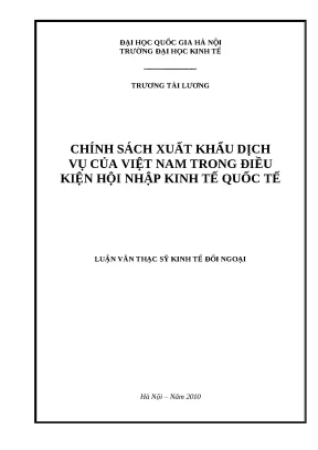 Luận văn chính sách xuất khẩu dịch vụ của việt nam trong điều kiện hội nhập kinh tế quốc tế