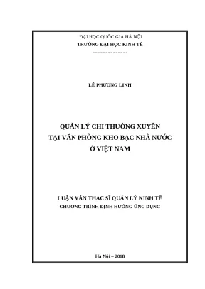 Luận văn quản lý chi thường xuyên tại văn phòng kho bạc nhà nước ở việt nam