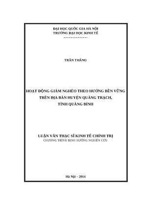 Luận văn hoạt động giảm nghèo theo hướng bền vững trên địa bàn huyện quảng trạch tỉnh quảng bình