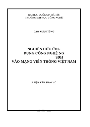 Luận văn nghiên cứu ứng dụng công nghệ ng sdh vào mạng viễn thông việt nam