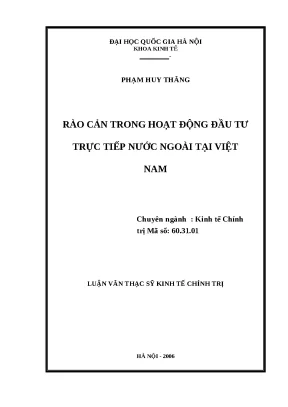 Luận văn rào cản trong hoạt động đầu tư trực tiếp nước ngoài tại việt nam