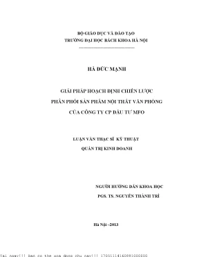 Giải pháp hoạh định chiến lược phân phối sản phẩm nội thất văn phòng của công ty cổ phần đầu tư mfo