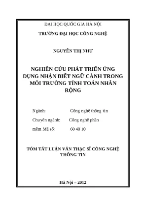 Luận văn nghiên cứu phát triển ứng dụng nhận biết ngữ cảnh trong môi trường tính toán nhân rộng
