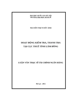 Luận văn hoạt động kiểm tra thanh tra tại cục thuế tỉnh lâm đồng