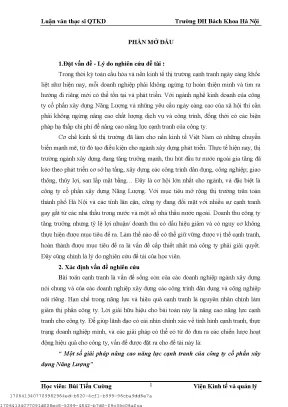 Một số giải pháp nâng ao năng lự ạnh tranh ủa công ty ổ phần xây dựng năng lượng