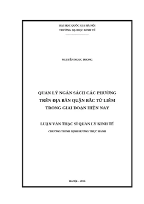 Luận văn quản lý ngân sách các phường trên địa bàn quận bắc từ liêm trong giai đoạn hiện nay