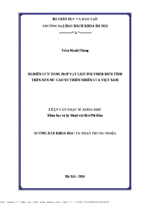 Nghiên ứu tổng hợp vật liệu polymer biến tính trên nền mủ ao su thiên nhiên ủa việt nam