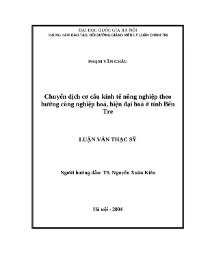 Luận văn chuyển dịch cơ cấu kinh tế nông nghiệp theo hướng công nghiệp hoá hiện đại hoá ở tỉnh bến tre