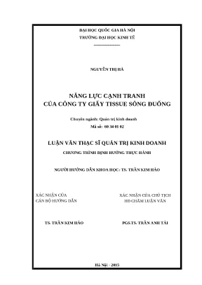 Luận văn năng lực cạnh tranh của công ty giấy tissue sông đuống