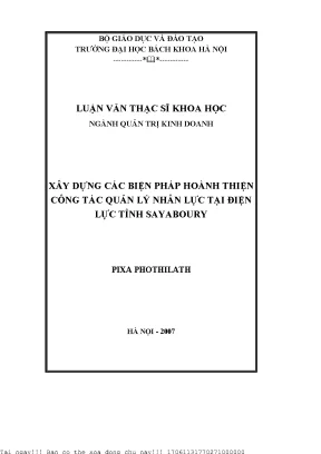 Xây dựng á biện pháp hoàn thiện ông tá quản lý quản lý nhân lự tại điện lự tỉnh say aboury