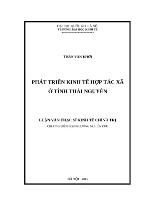 Luận văn phát triển kinh tế hợp tác xã ở tỉnh thái nguyên