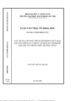 Xây dựng hương trình mô phỏng quỹ đạo chuyển động của đoàn xe kéo bán rơmoóc khi chuyển động trên đường vòng