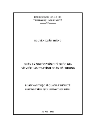 Luận văn quản lý nguồn vốn quỹ quốc gia về việc làm tại tỉnh đoàn hải dương