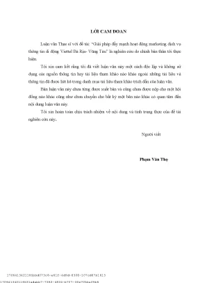Giải pháp đẩy mạnh hoạt động marketing dịh vụ thông tin di động tại hi nhánh viettel bà rịa vũng tàu