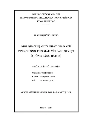 Khóa luận mối quan hệ giữa phật giáo với tín ngưỡng thờ mẫu của người việt ở đồng bằng bắc bộ