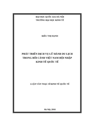 Luận văn phát triển dịch vụ lữ hành du lịch trong bối cảnh việt nam hội nhập kinh tế quốc tế