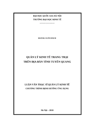 Luận văn quản lý kinh tế trang trại trên địa bàn tỉnh tuyên quang