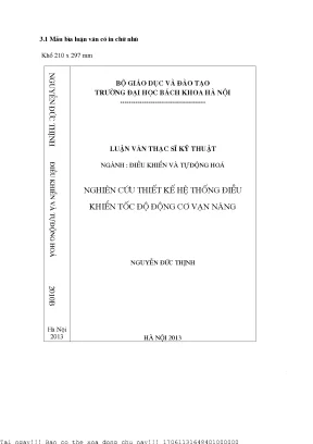 Nghiên ứu thiết kế hệ thống điều khiển tố độ động ơ vạn năng