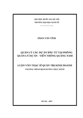 Luận văn quản lý các dự án đầu tư tại phòng quản lý dự án viễn thông quảng nam