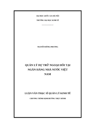 Luận văn quản lý dự trữ ngoại hối tại ngân hàng nhà nước việt nam