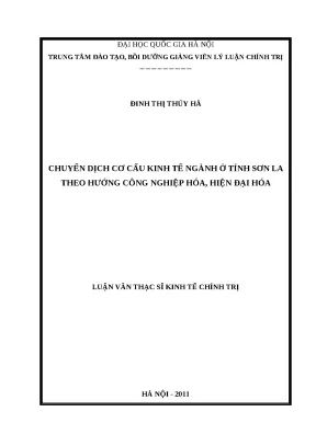 Luận văn chuyển dịch cơ cấu kinh tế ngành ở tỉnh sơn la theo hướng công nghiệp hóa hiện đại hóa