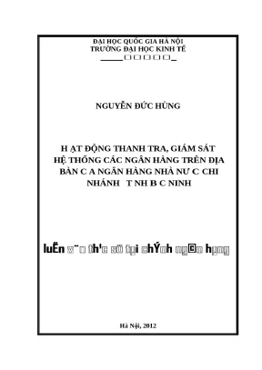 Luận văn hoạt động thanh tra giám sát hệ thống các ngân hàng trên địa bàn của ngân hàng nhà nước chi nhánh tỉnh bắc ninh
