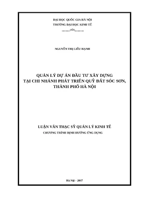Luận văn quản lý dự án đầu tư xây dựng tại chi nhánh phát triển quỹ đất sóc sơn thành phố hà nội