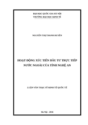Luận văn hoạt động xúc tiến đầu tư trực tiếp nước ngoài của tỉnh nghệ an