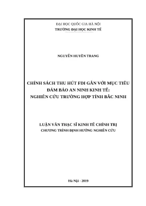 Luận văn chính sách thu hút fdi gắn với mục tiêu đảm bảo an ninh kinh tế