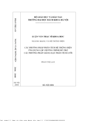 Cá phương pháp phân tích hệ thống điện ứng dụng lập chương trình hỗ trợ các phương pháp giảng dạy phân tích lưới