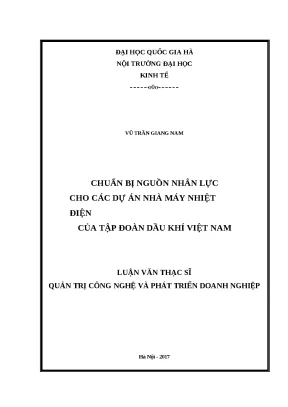 Luận văn chuẩn bị nguồn nhân lực cho các dự án nhà máy nhiệt điện của tập đoàn dầu khí việt nam