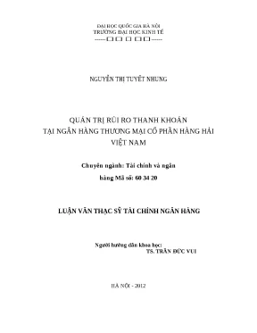 Luận văn quản trị rủi ro thanh khoản tại ngân hàng thương mại cổ phần hàng hải việt nam