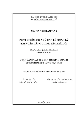 Luận văn phát triển đội ngũ cán bộ quản lý tại ngân hàng chính sách xã hội