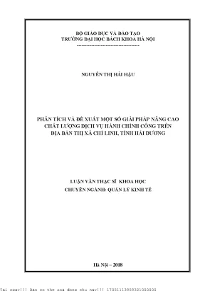 Phân tíh và đề xuất một số giải pháp nâng cao chất lượng dịch vụ hành chính công trên địa bàn thị xã chí linh tỉnh hải dương