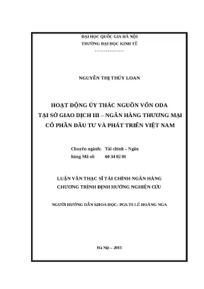 Luận văn hoạt động ủy thác nguồn vốn oda tại sở giao dịch iii ngân hàng thương mại cổ phần đầu tư và phát triển việt nam