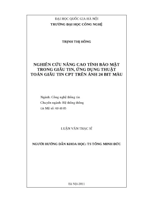 Luận văn nghiên cứu nâng cao tính bảo mật trong giấu tin ứng dụng thuật toán giấu tin cpt trên ảnh 24 bit màu