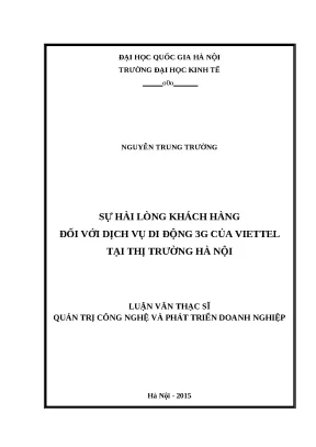 Luận văn sự hài lòng khách hàng đối với dịch vụ di động 3g của viettel tại thị trường hà nội