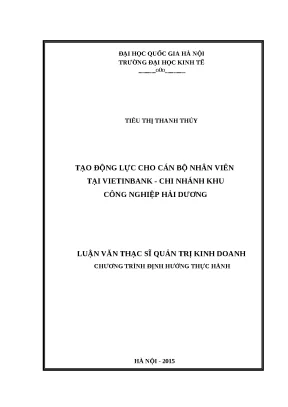 Luận văn tạo động lực cho cán bộ nhân viên tại vietinbank chi nhánh khu công nghiệp hải dương