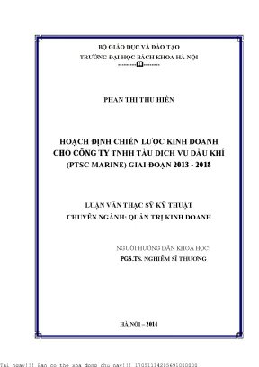 Hoạh định chiến lược kinh doanh cho công ty tnhh tàu dịch vụ dầu khí ptsc marine giai đoạn 2013 2018