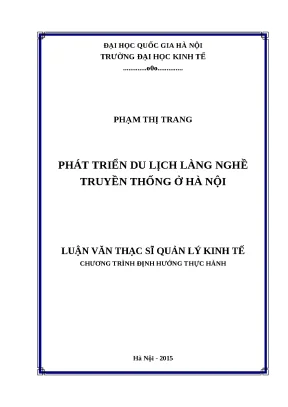 Luận văn phát triển du lịch làng nghề truyền thống ở hà nội