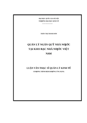 Luận văn quản lý ngân quỹ nhà nước tại kho bạc nhà nước việt nam