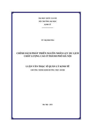 Luận văn chính sách phát triển nguồn nhân lực du lịch chất lượng cao ở thành phố hà nội