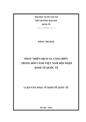 Luận văn phát triển dịch vụ cảng biển trong bối cảnh việt nam hội nhập kinh tế quốc tế