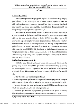 Phân tíh một số giải pháp hiến lượ phát triển nguồn nhân lự ngành hè việt nam giai đoạn 2012 2020