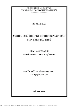 Nghiên ứu thiết kế hệ thống phát dẫn điện trên tàu thuỷ