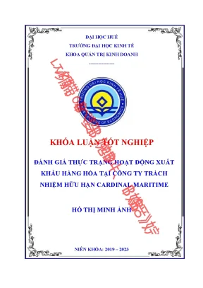 Đánh giá thực trạng hoạt động xuất khẩu hàng hóa tại công ty tnhh cardinal maritime